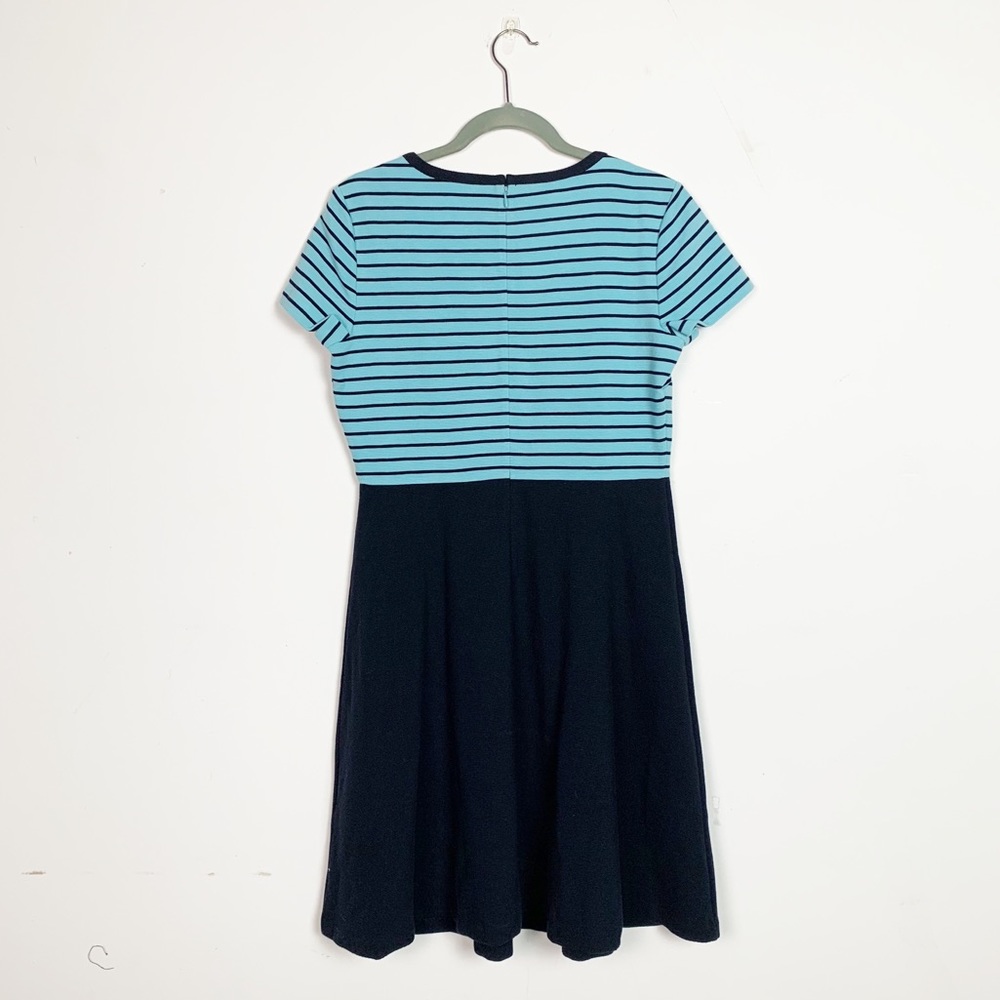 🍩Talbots Striped Fit and Flare Dress Medium Blue - Picture 2 of 5